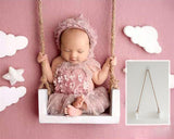 DBackdrop Wooden Swing Newborn Photography Props(with flowers) SYPJ11