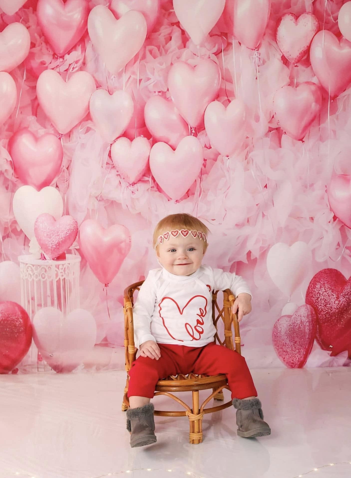 Valentine Backdrop Pink Heart Balloon Wall Valentine's Day Backdrop UK MRR9-88