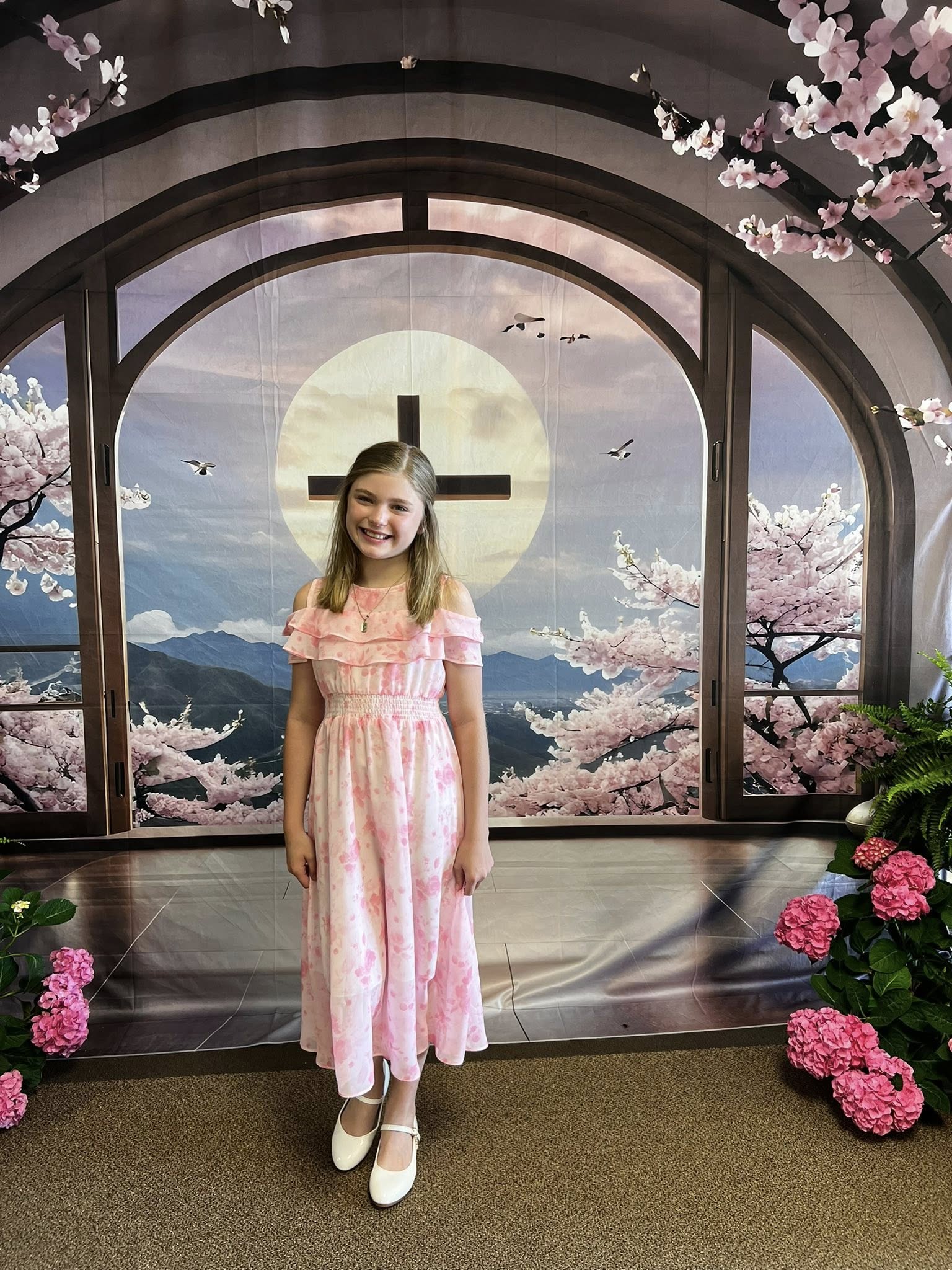 Easter Backdrop Cross Blossom Framed Window Backdrop UK BRP11-322