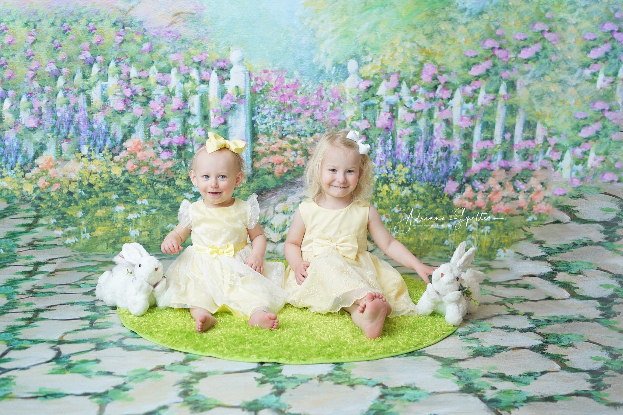 Newborn Backdrop Floral Garden White Fence Kids Photo Backdrop UK MRR10-20