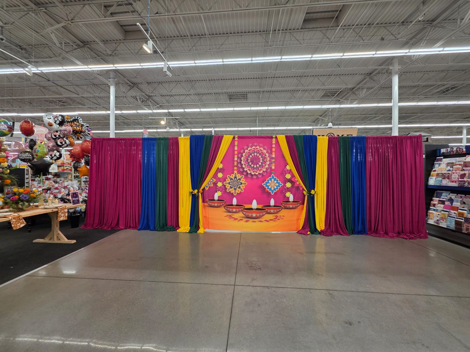 Diwali Backdrops Colorful Hanging Floral Festival Backdrop UK XY2-68