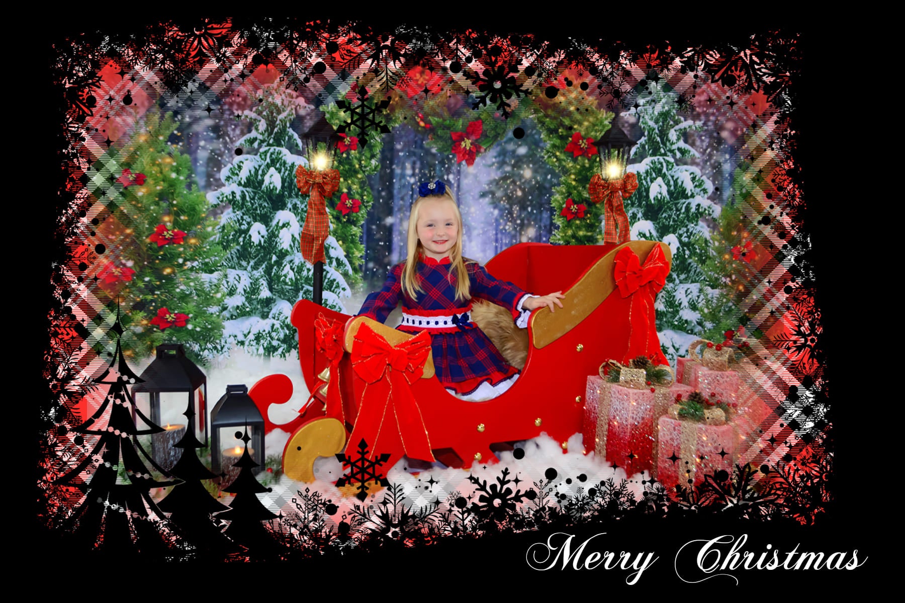 Winter Forest Christmas Tree Arch Backdrop D972