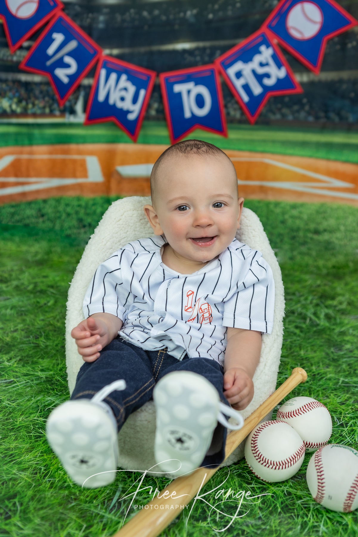 Baseball Field Green Photo Booth Backdrop UK G-311