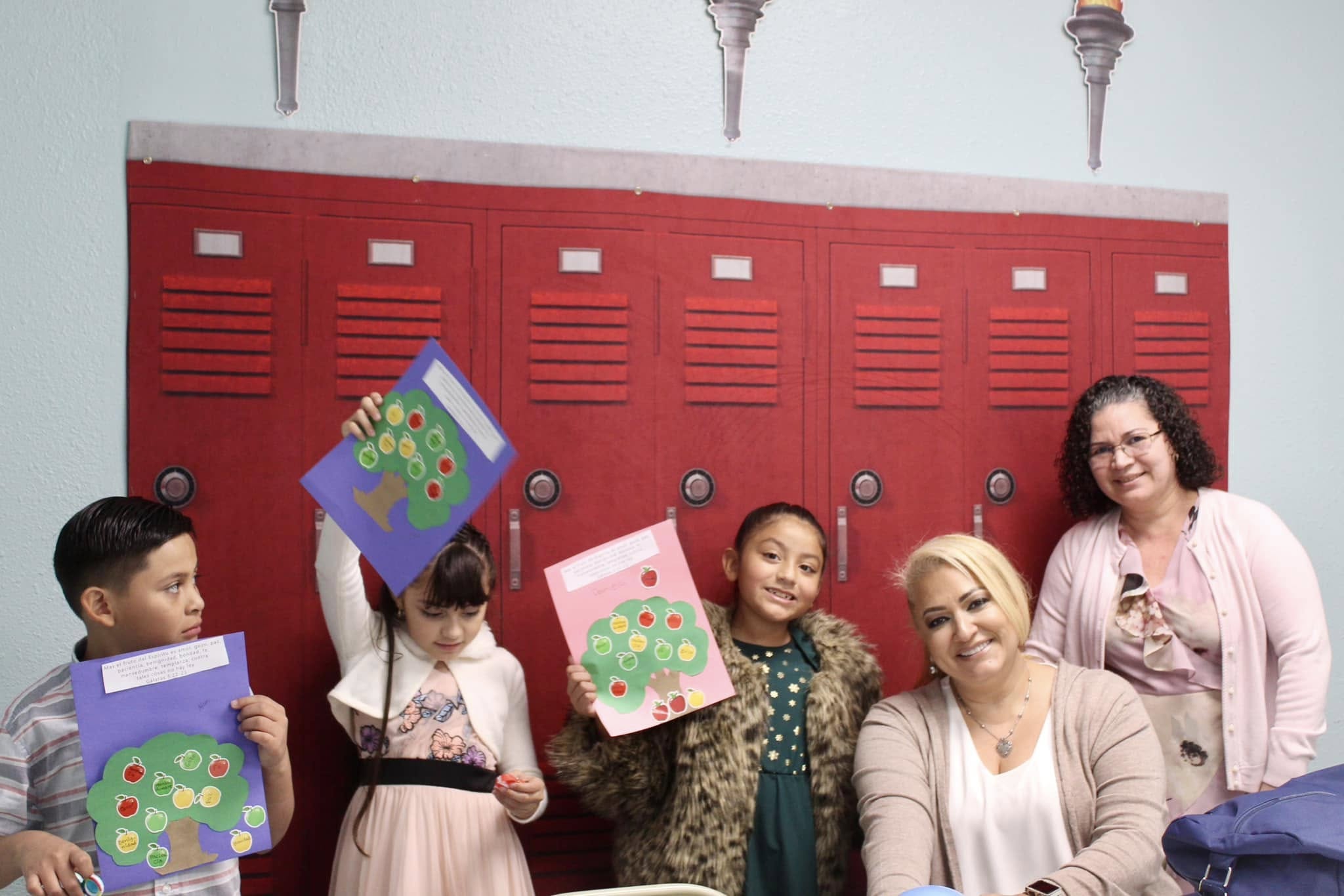 Back to School Backdrop Red Locker Row for Photography