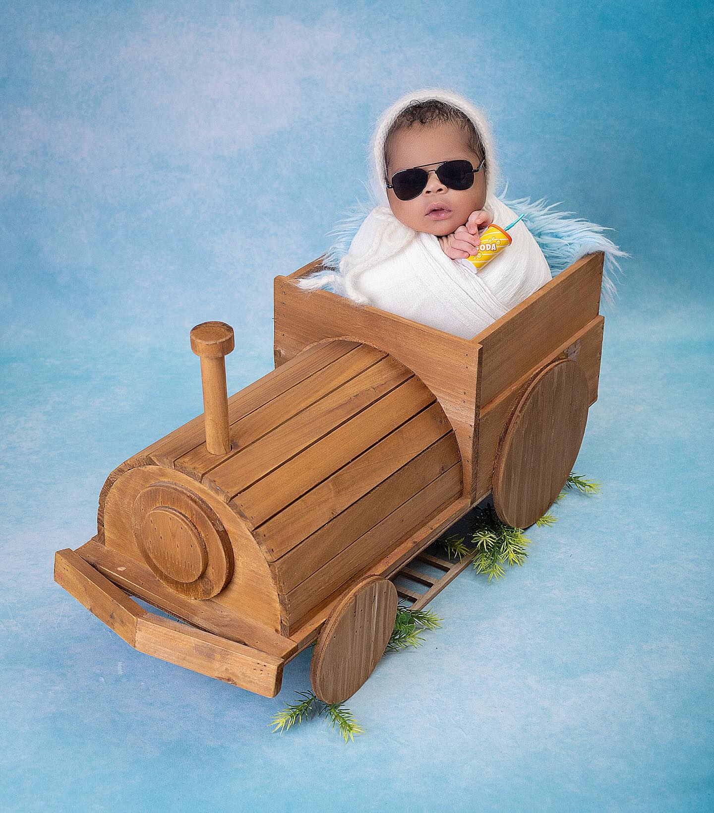 Light Blue Art Painted Abstract Texture Photography Backdrop DHP-631