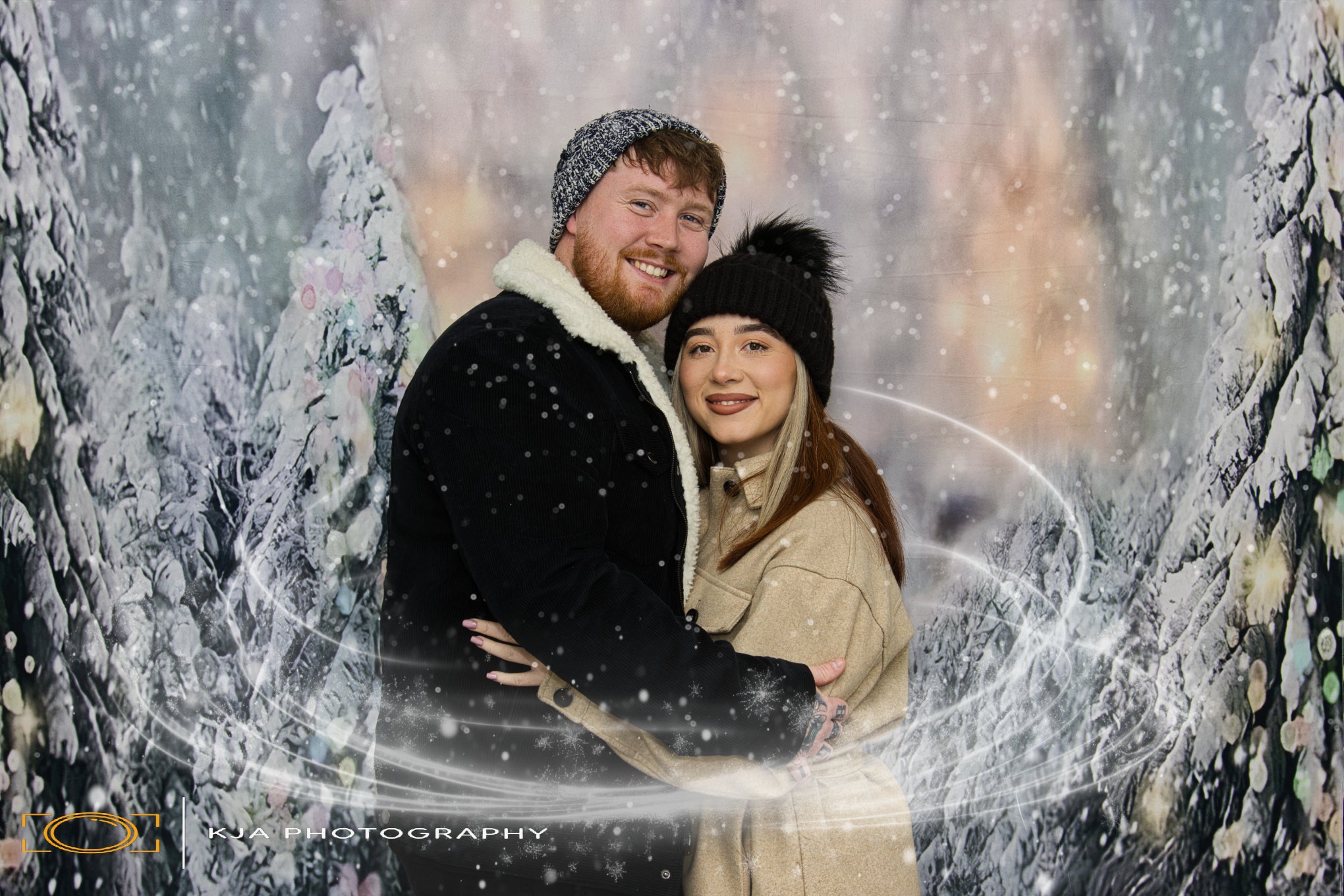 Winter Snow Christmas Tree Bokeh Photo Studio Backdrop G-1194