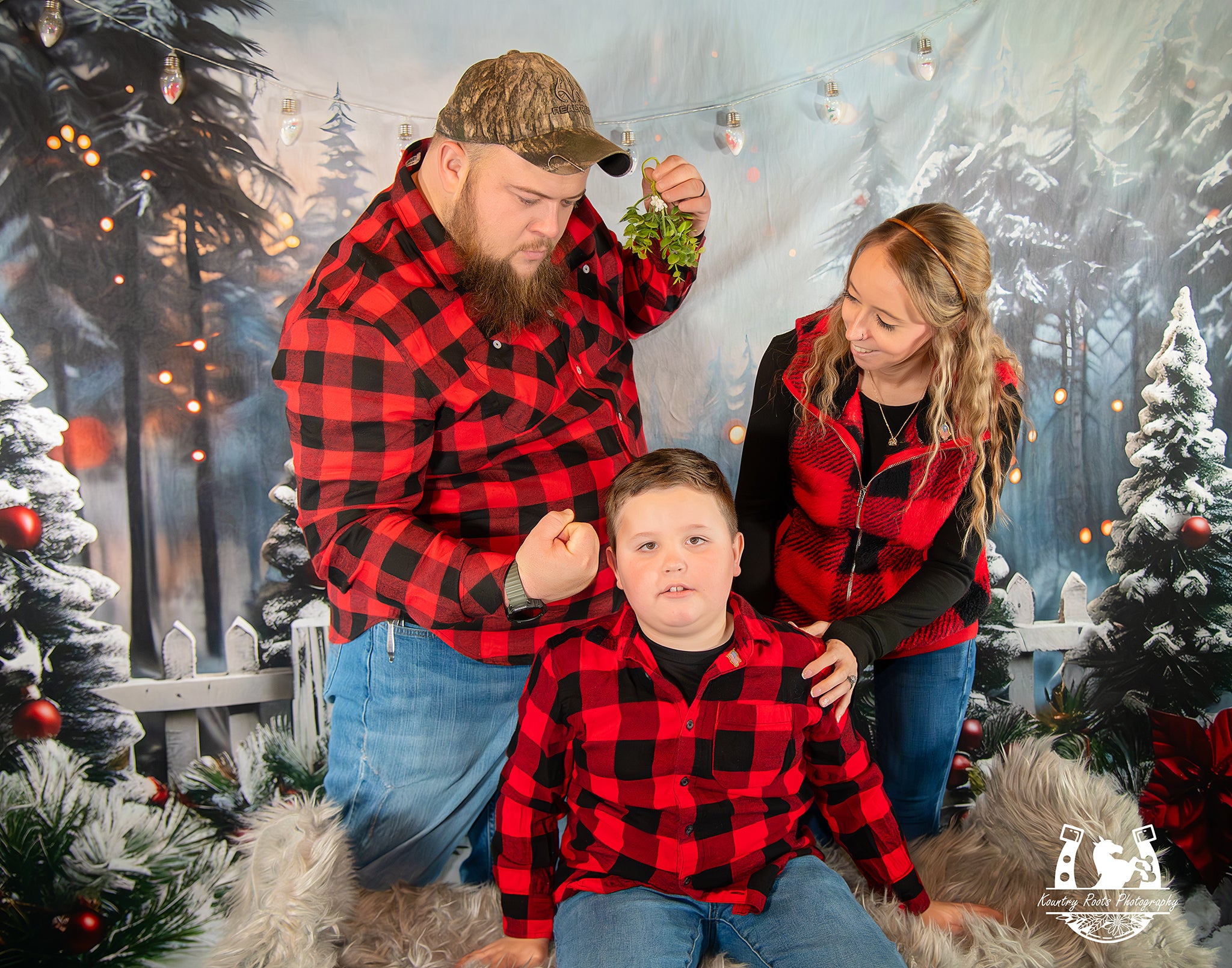 Christmas Snowy Forest Backdrop+Classic Wood Floor Backdrop UK RR8-571
