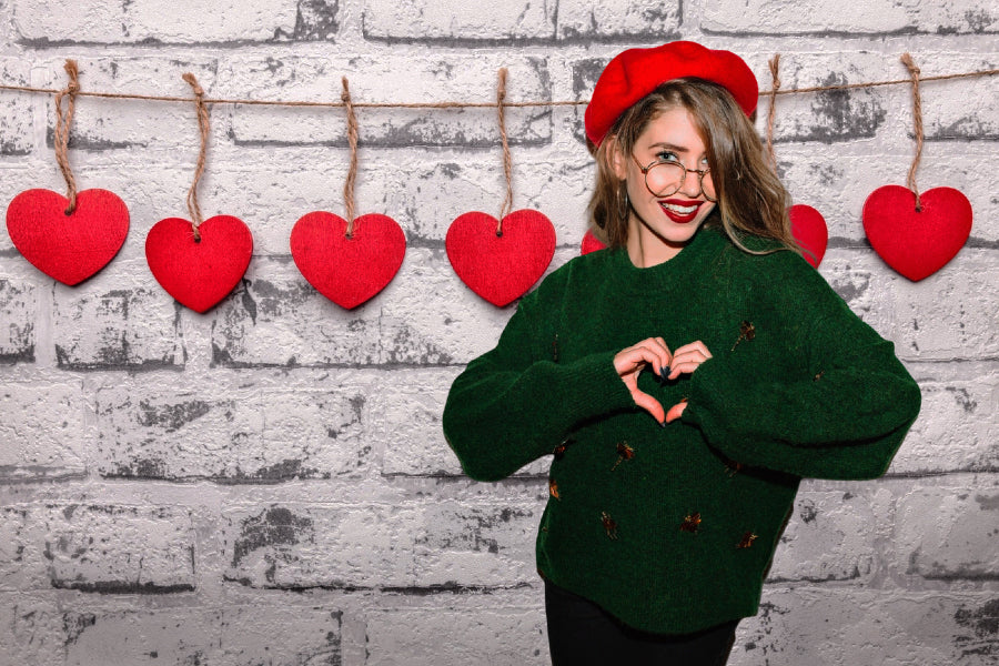 Backdrop Valentine's Day Brick Wall Hanging Hearts Backdrop UK BRP11-447