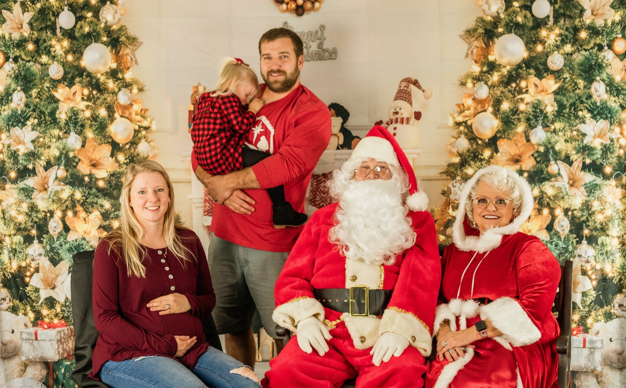 Xmas Tree Decoration Fireplace Backdrop D989