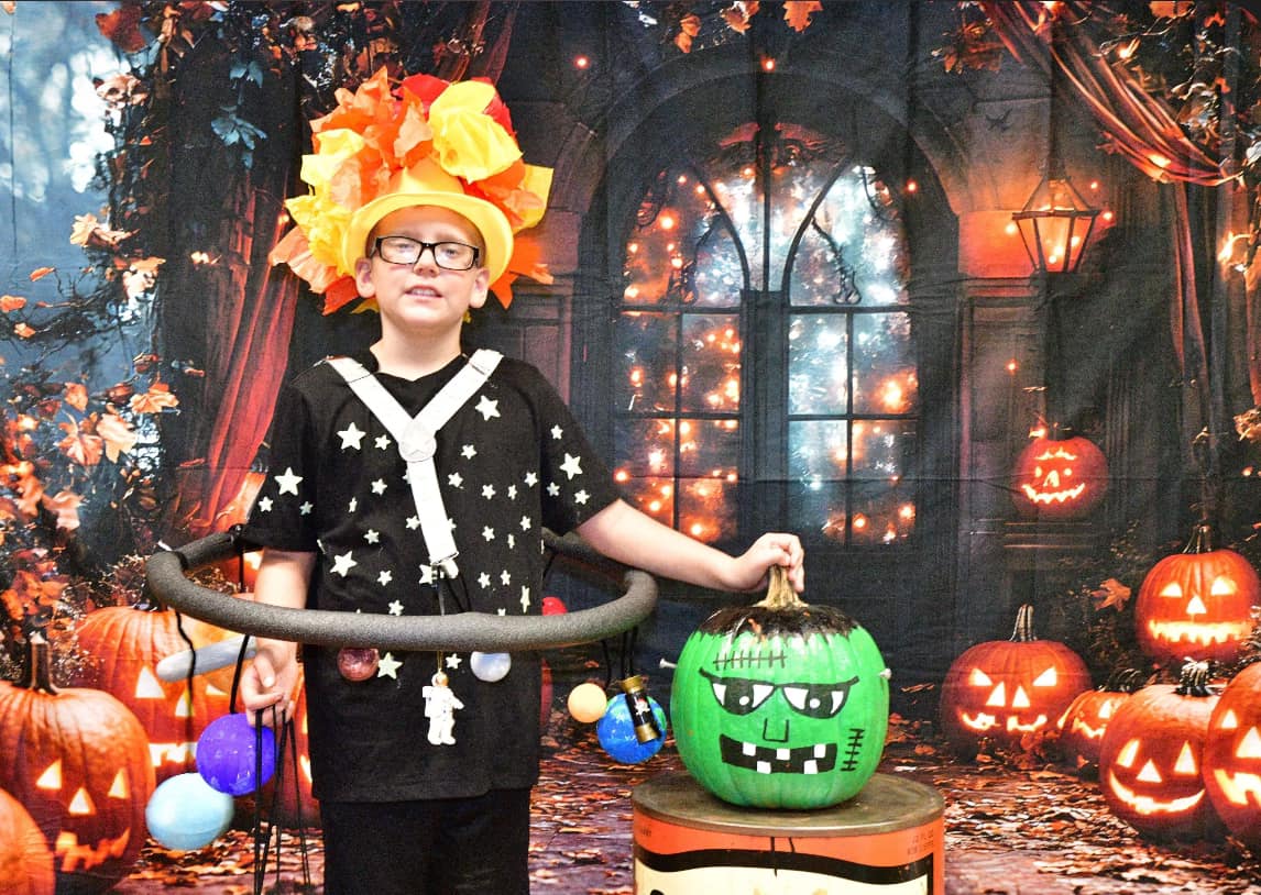 Halloween Glowing Pumpkin Lanterns Backdrop UK RR8-372