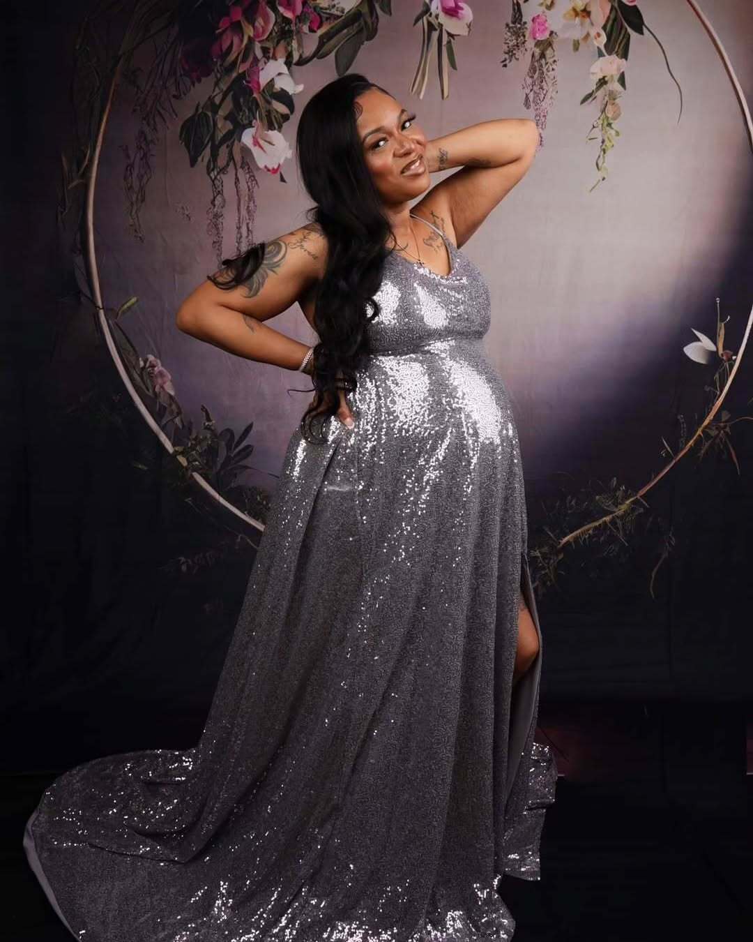 Abstract Textured Flower Garland Backdrop UK M5-61