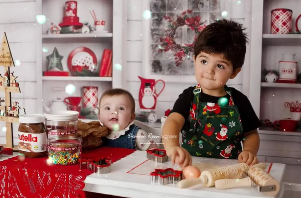 Christmas Hot Cocoa Kitchen Photography Backdrop UK G-1452