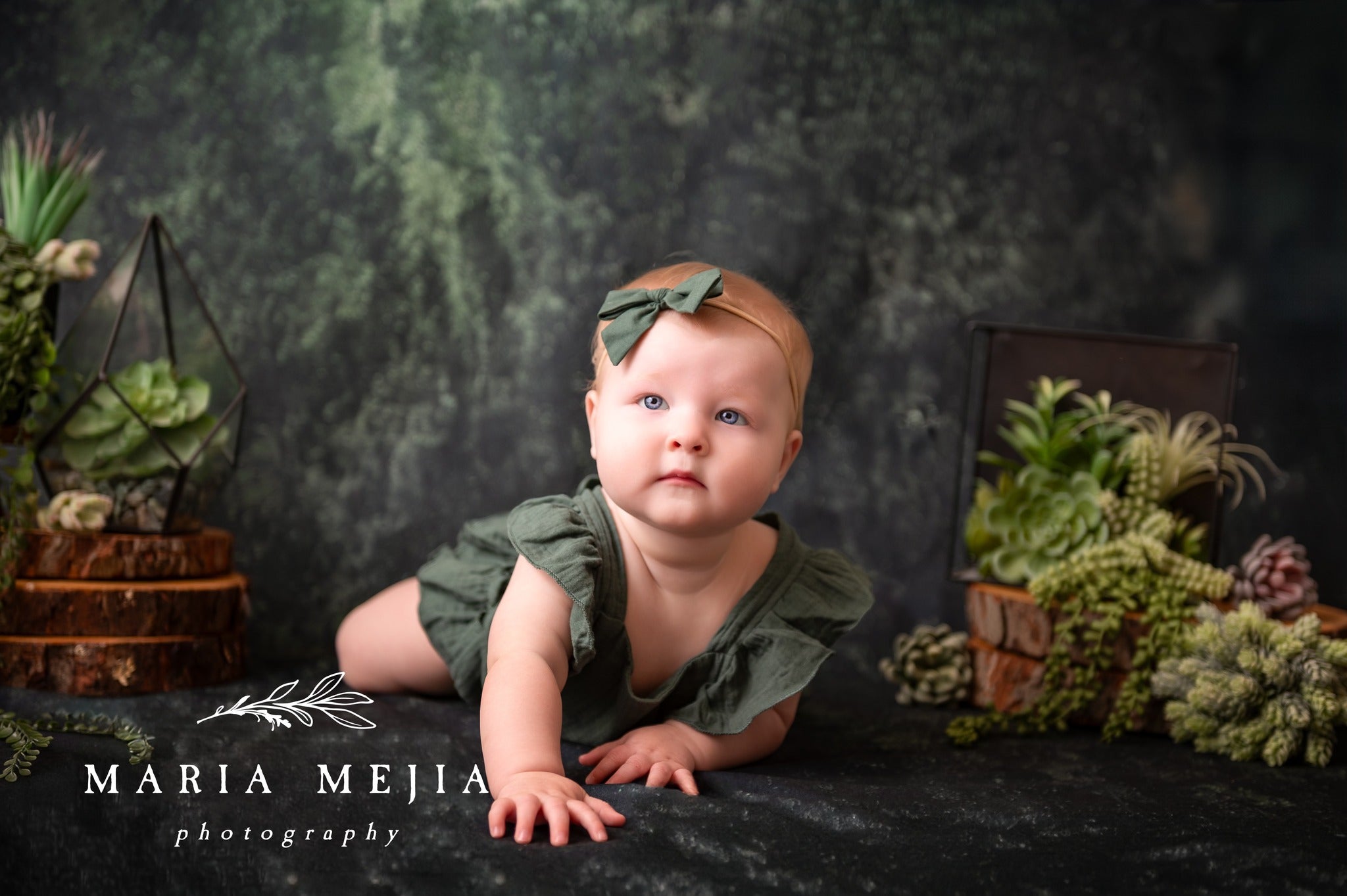 Deep Green Black Spot Abstract Backdrop UK LM-01389