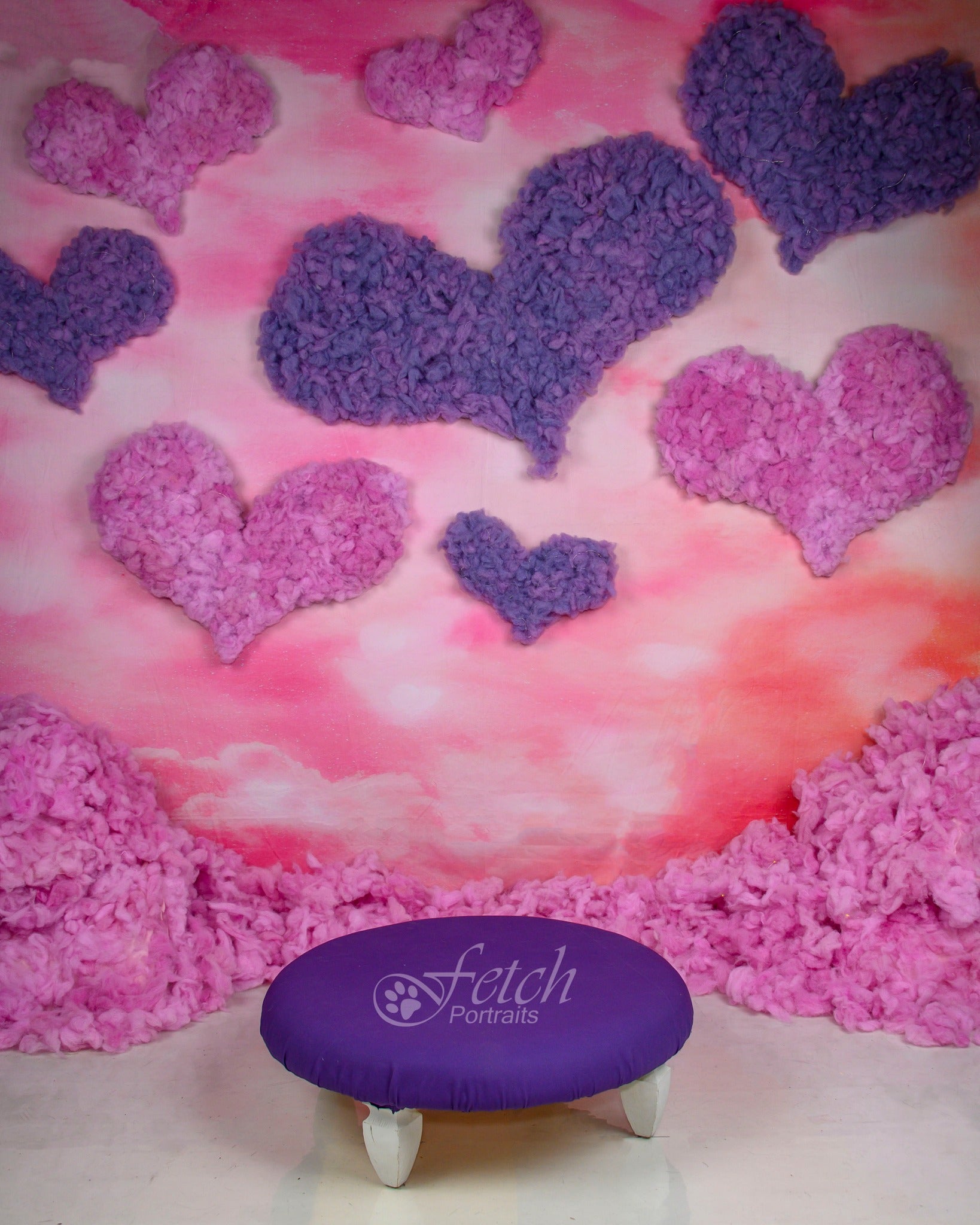 Pink Clouds Love Hearts backdrop UK for Photography MR-2277