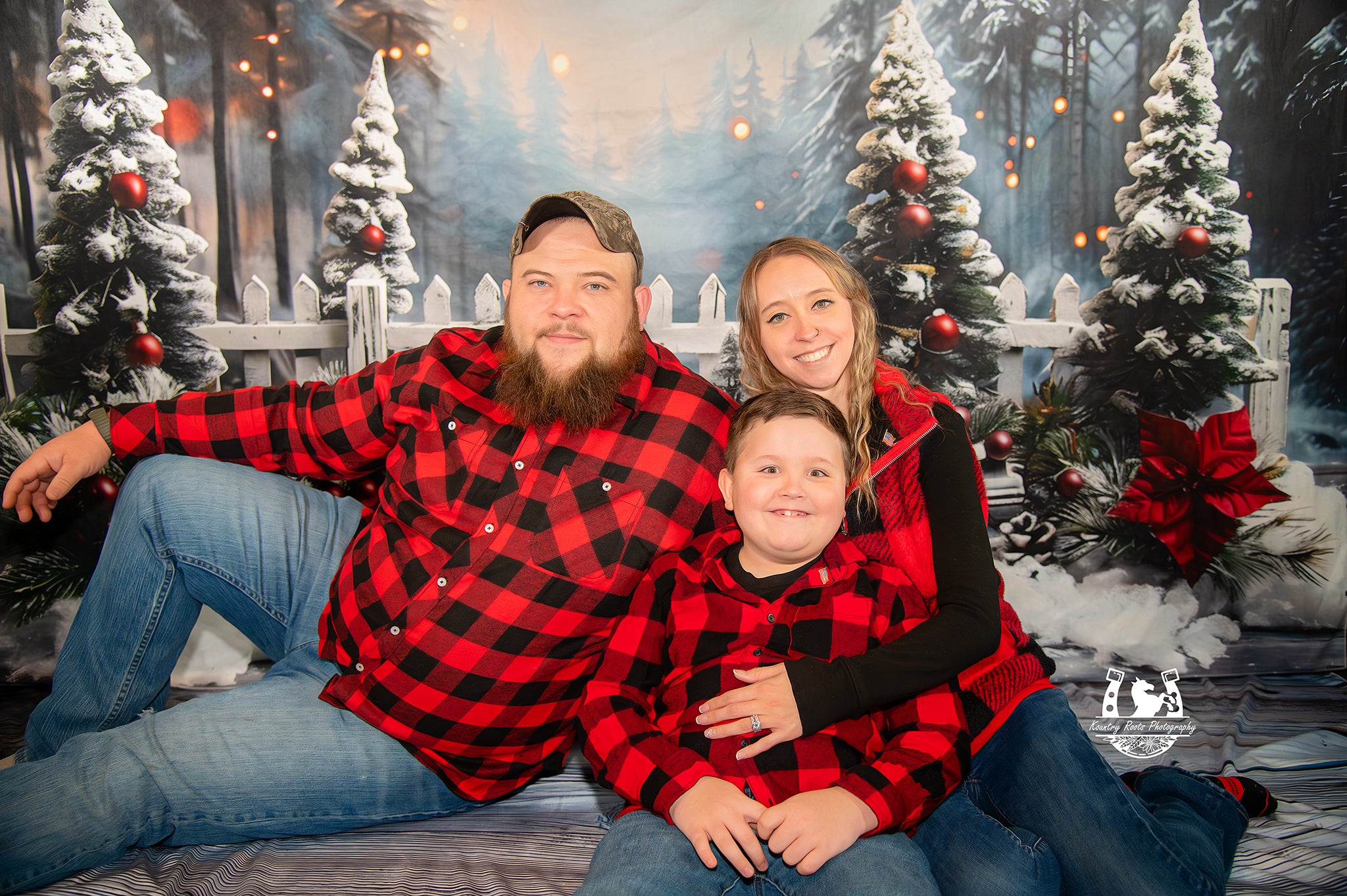 Christmas Snowy Forest Backdrop+Classic Wood Floor Backdrop UK RR8-571