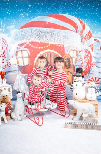 Christmas Hat House Snow Backdrop UK for Photo Shoot LV-982