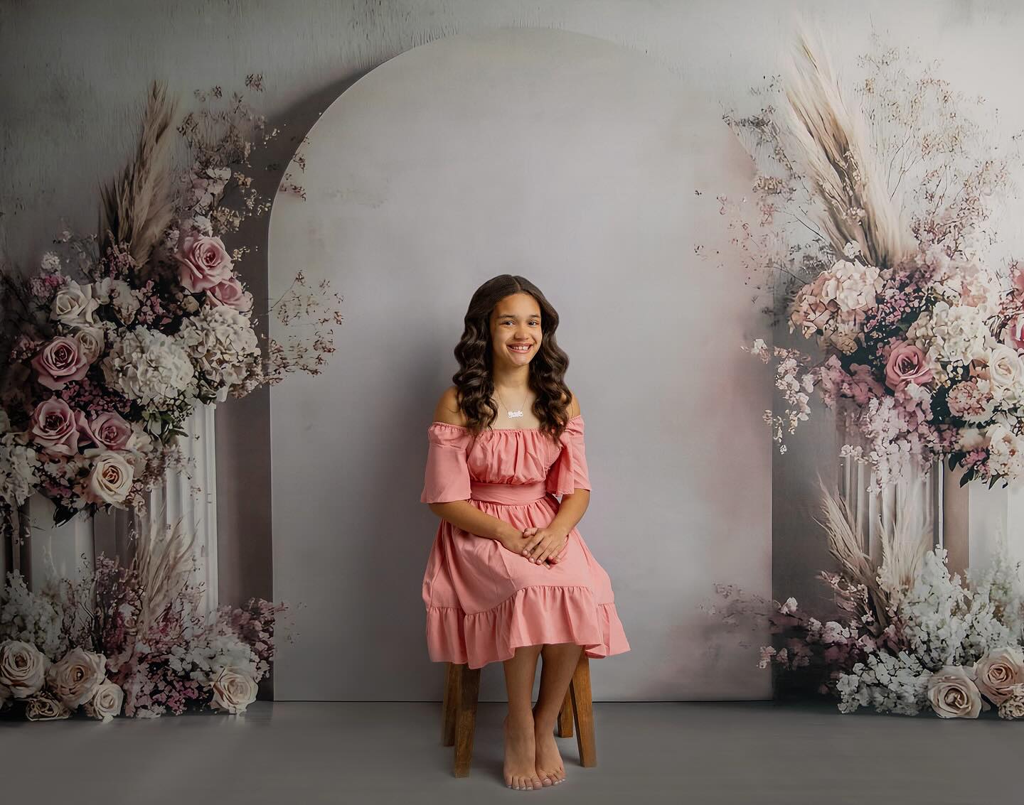 Floral Photography Backdrop Elegant Pink Floral Archway Backdrop UK BRP2-80