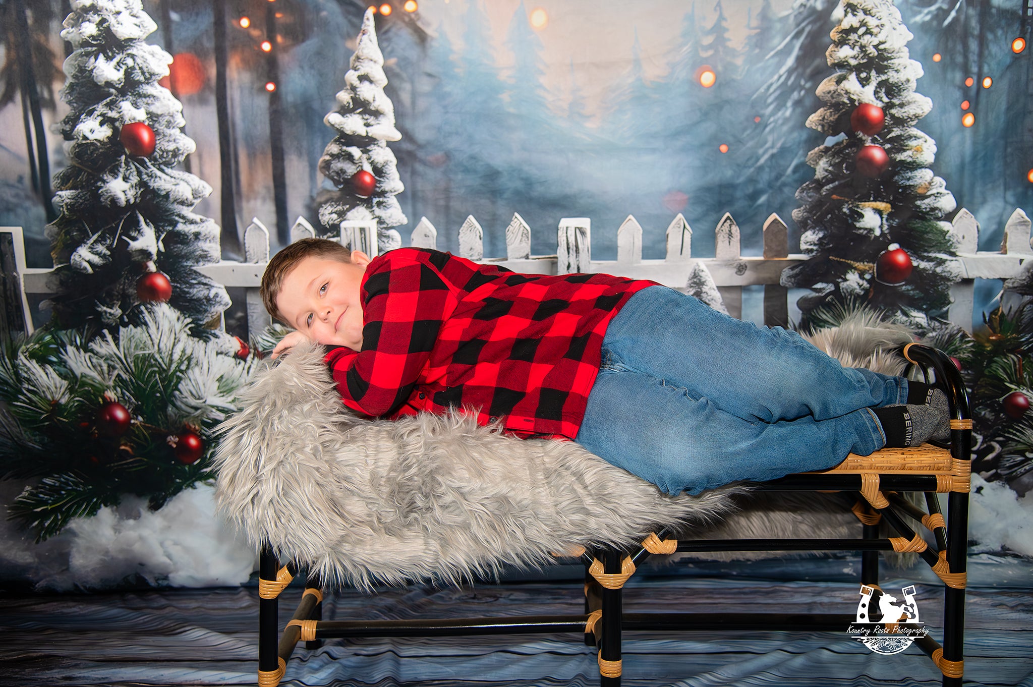 Christmas Snowy Forest Backdrop+Classic Wood Floor Backdrop UK RR8-571