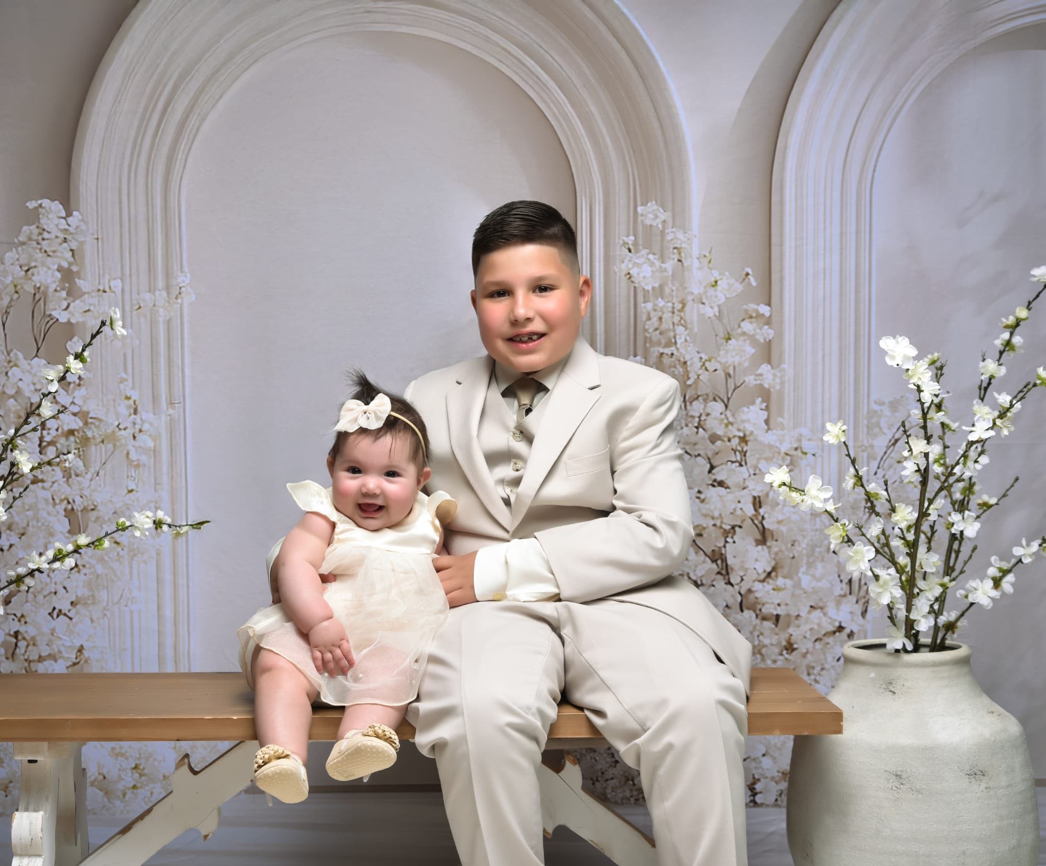 Boho Arch Photography Backdrop White Floral Backdrop UK BRP10-601