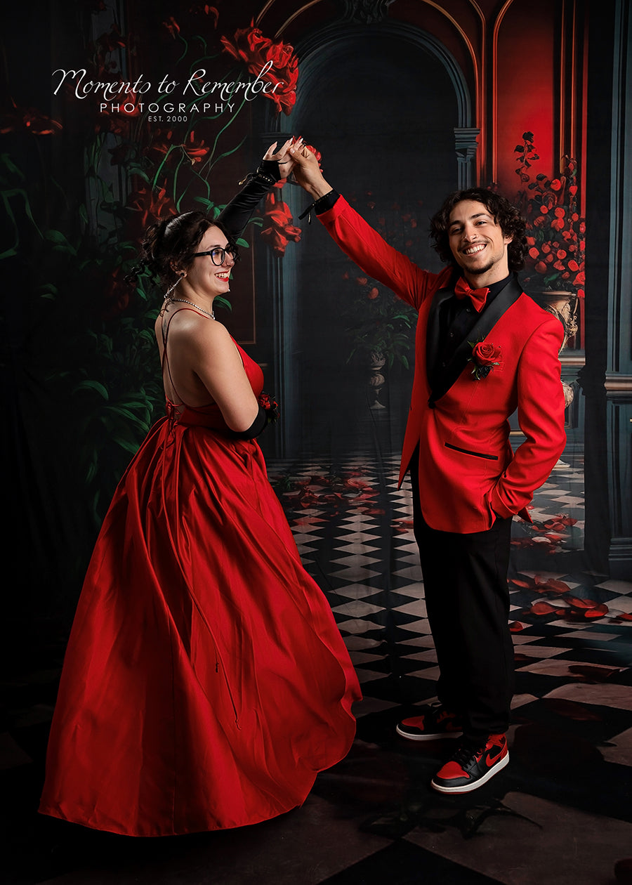 Room Interior Flower Arch Door Backdrop UK M5-10