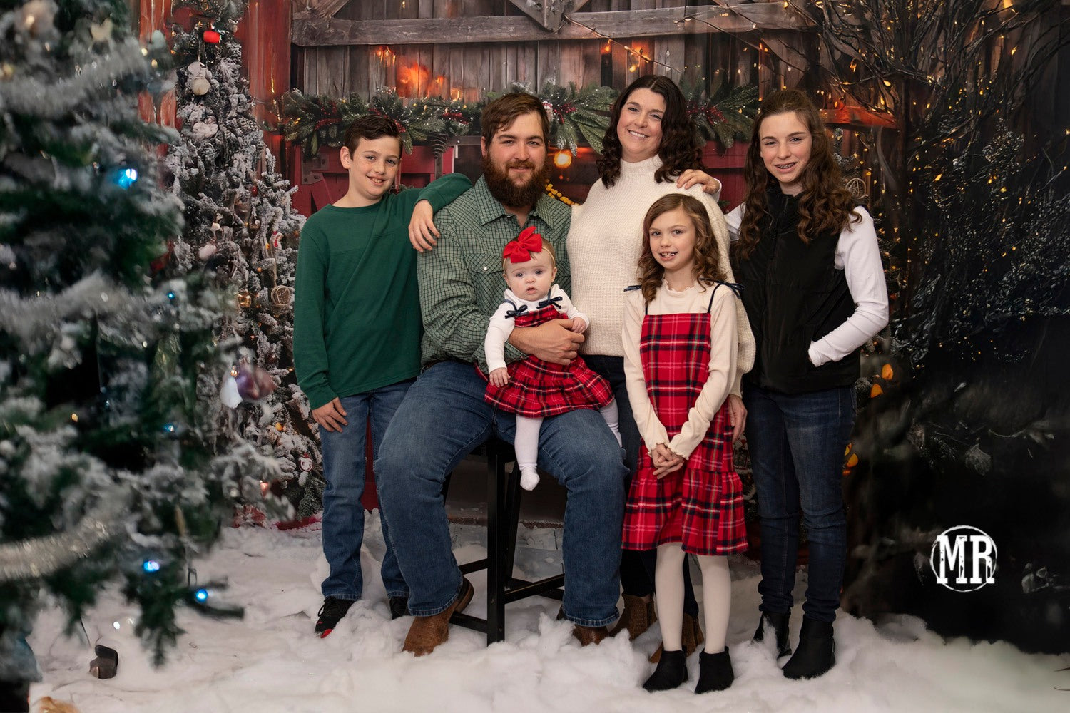 Christmas Red Barn Entrance Backdrop UK BRP7-224