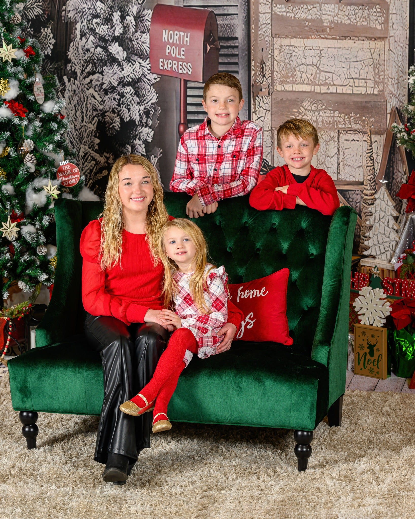 Christmas Trees Red Postbox Christmas backdrop UK Decorated House Background GX-1033