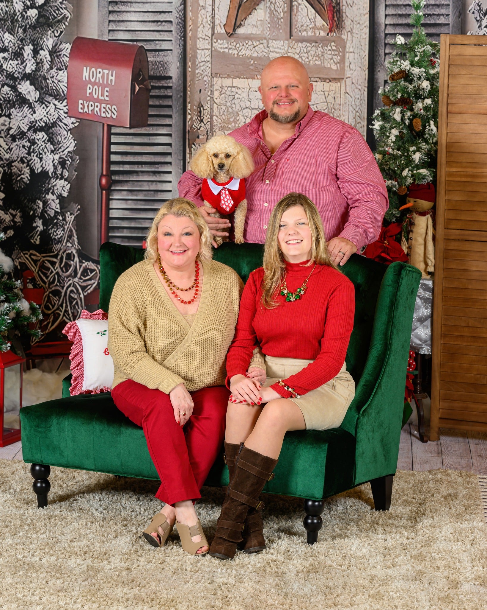 Christmas Trees Red Postbox Christmas backdrop UK Decorated House Background GX-1033