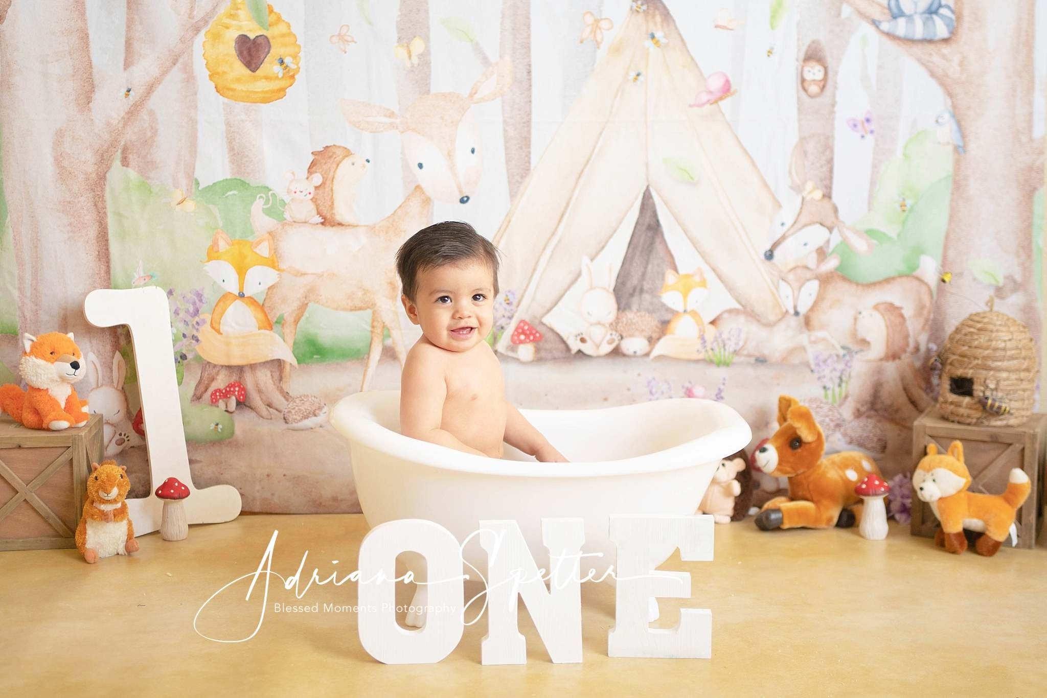 Forest Backdrop Animals Tent Trees Newborn Photography Backdrop UK MRR10-29