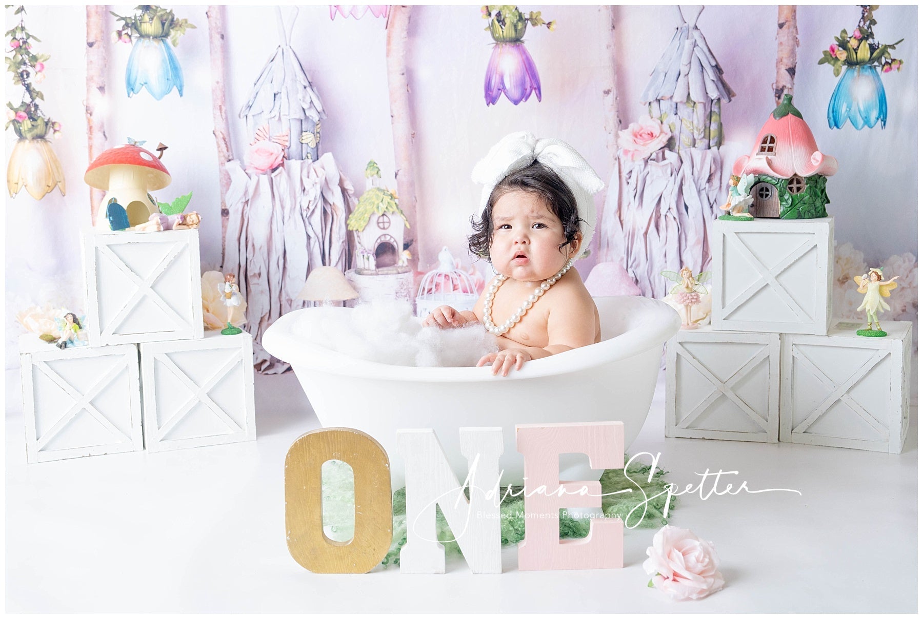 Kids Photo Backdrop Fairy Tale Cottage Flowers Newborn Backdrop UK MRR10-25