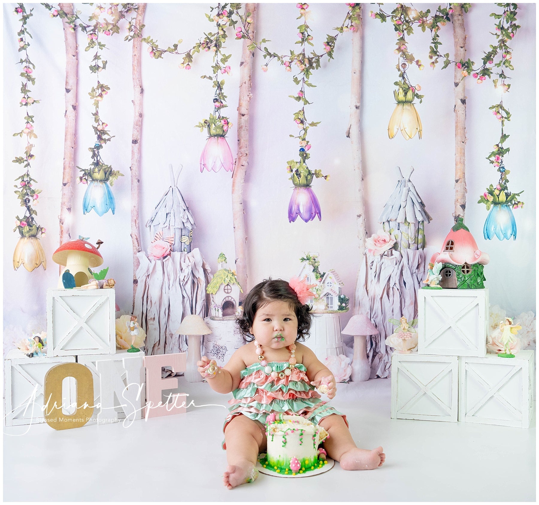 Kids Photo Backdrop Fairy Tale Cottage Flowers Newborn Backdrop UK MRR10-25