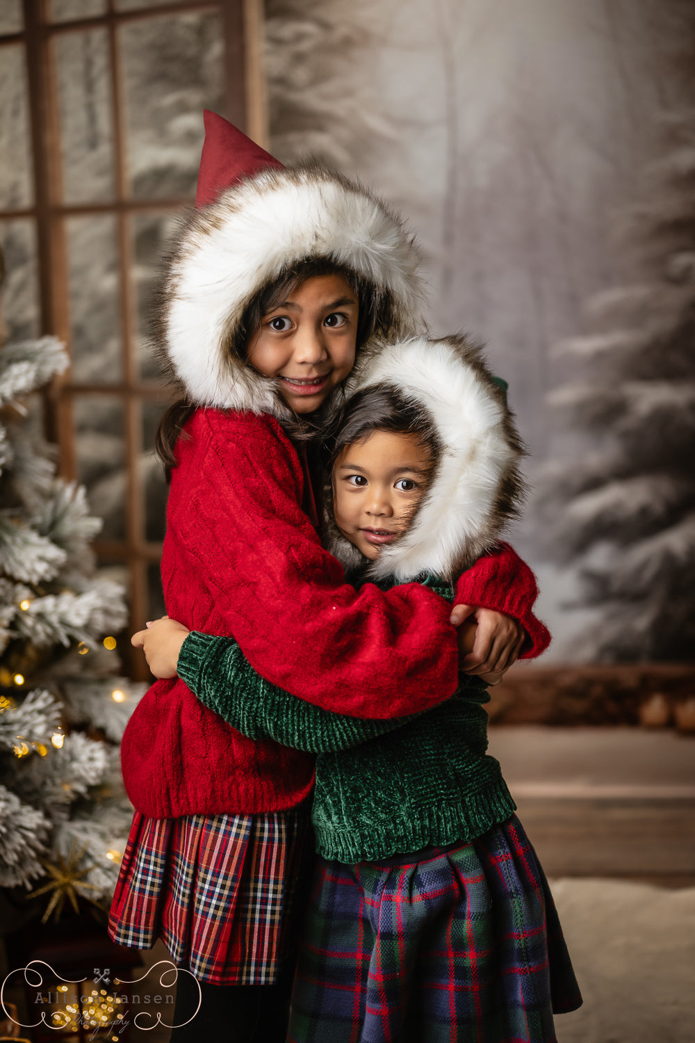 Winter Forest Backdrop Open Doors Snowy Pines Winter Backdrop UK MRR9-97