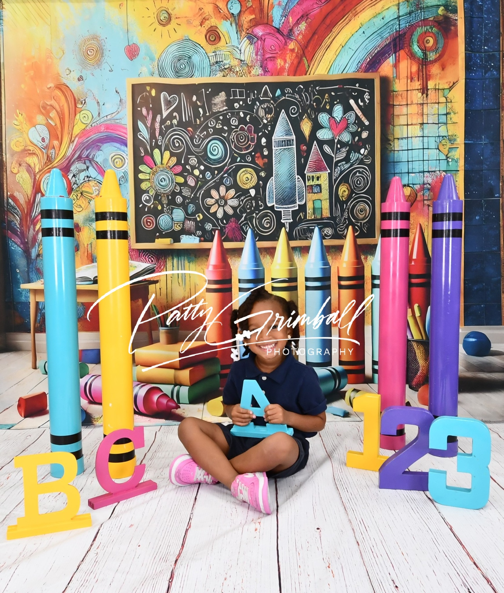 Crayons Painting Back to School Backdrop UK RR7-211