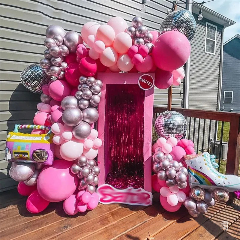 Pink Skateboarder Sound Vintage Style Girl Birthday Party Balloon Decoration BA38