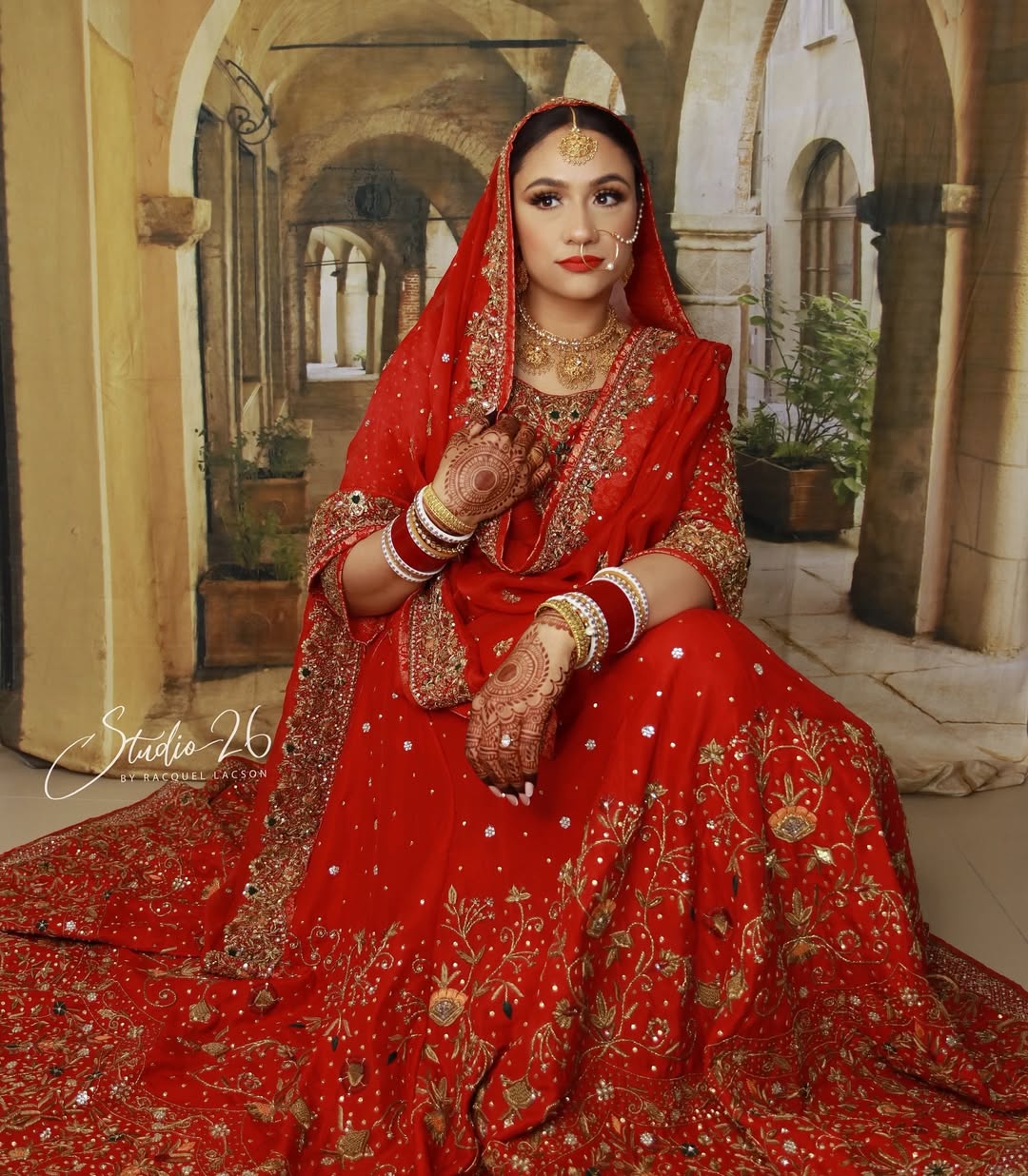 Round Arch Promenade Green Potted Plants Photo Backdrop uk KAT-144