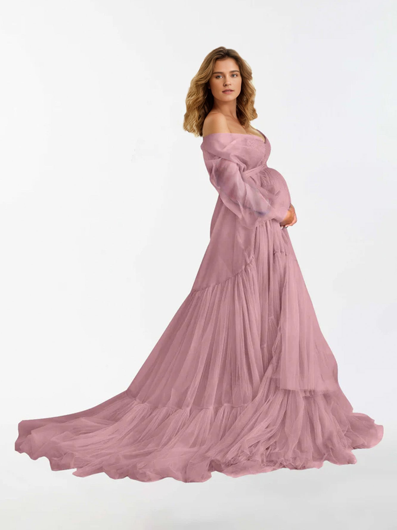 Pink maternity dress long sleeve best sale