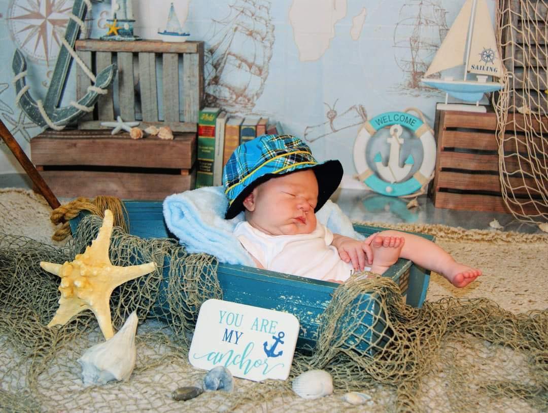 Newborn Backdrop Nautical Map Ships Helm Decor Kids Photo Backdrop UK MRR9-82