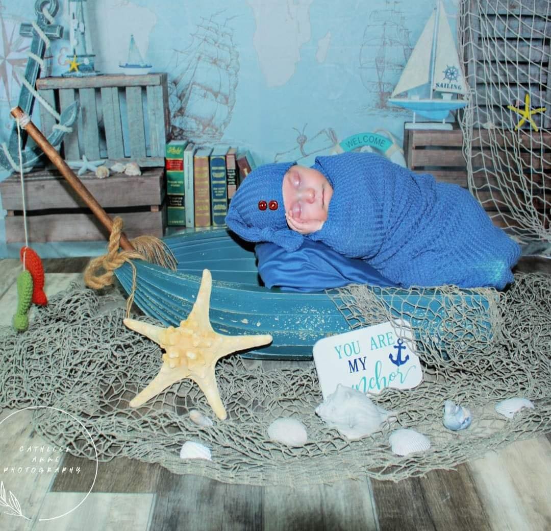 Newborn Backdrop Nautical Map Ships Helm Decor Kids Photo Backdrop UK MRR9-82