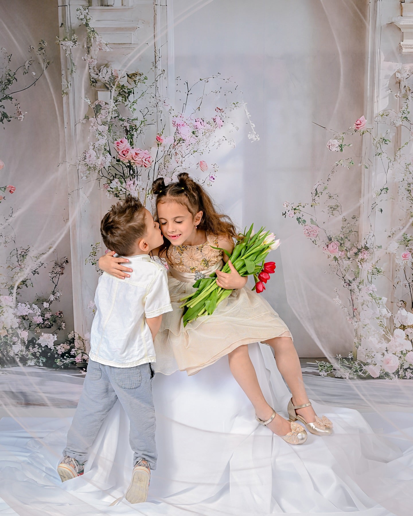 Mothers Day Backdrop Blooming Pink Roses Archway Backdrop UK GQ2-183