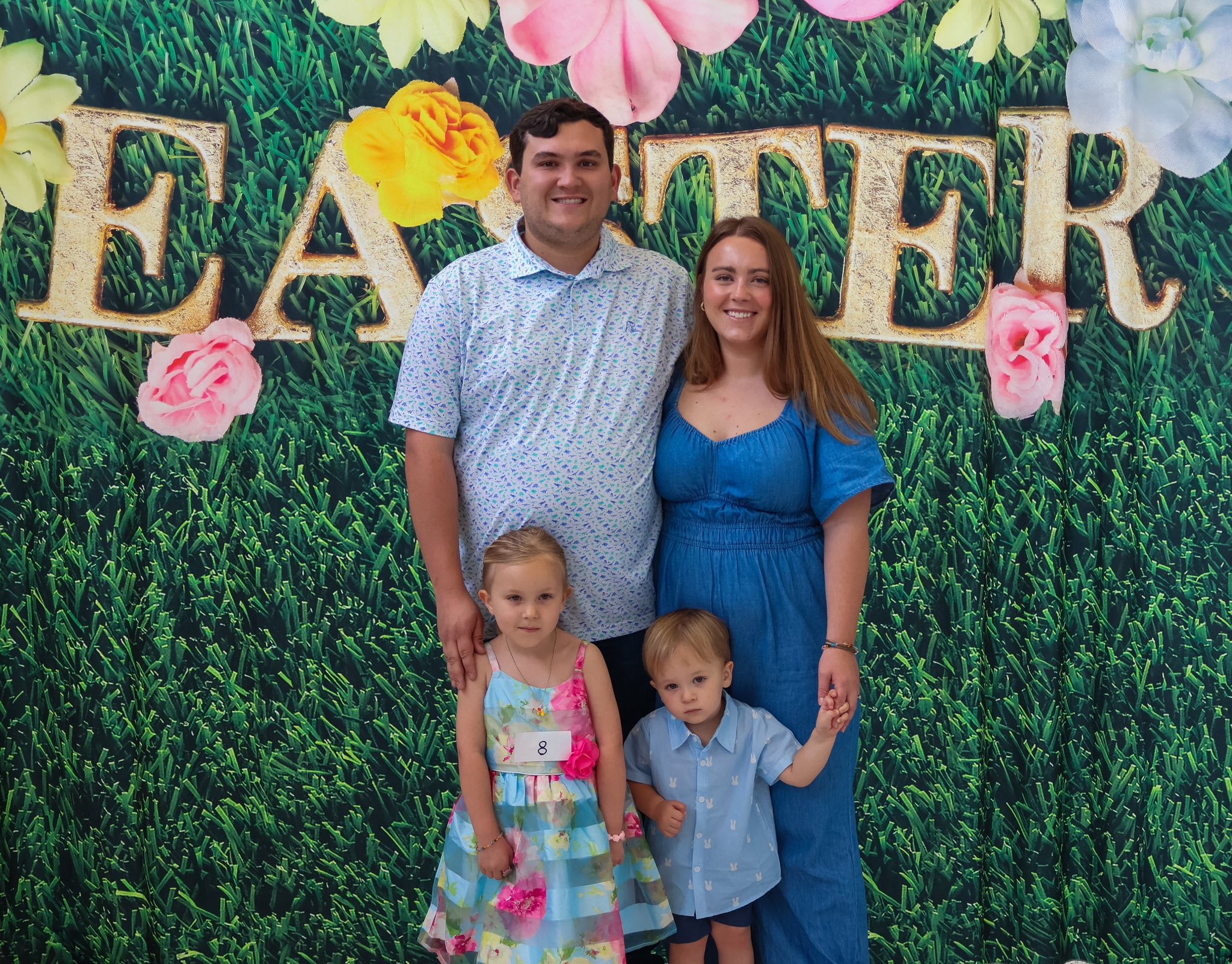 Easter Decorations Background Easter Eggs Spring Flowers Green Grass Backdrop UK LV-1380