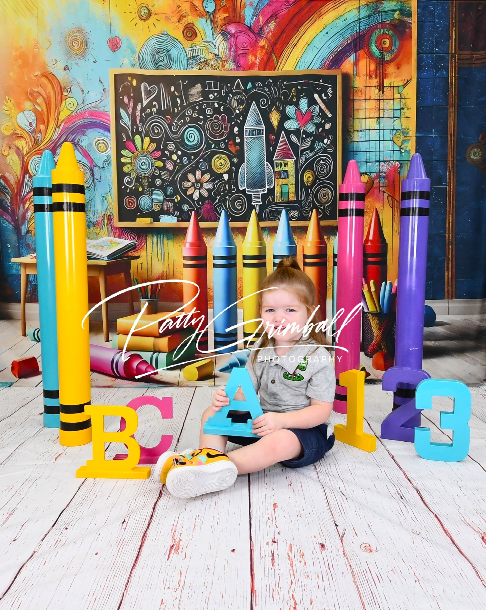 Crayons Painting Back to School Backdrop UK RR7-211