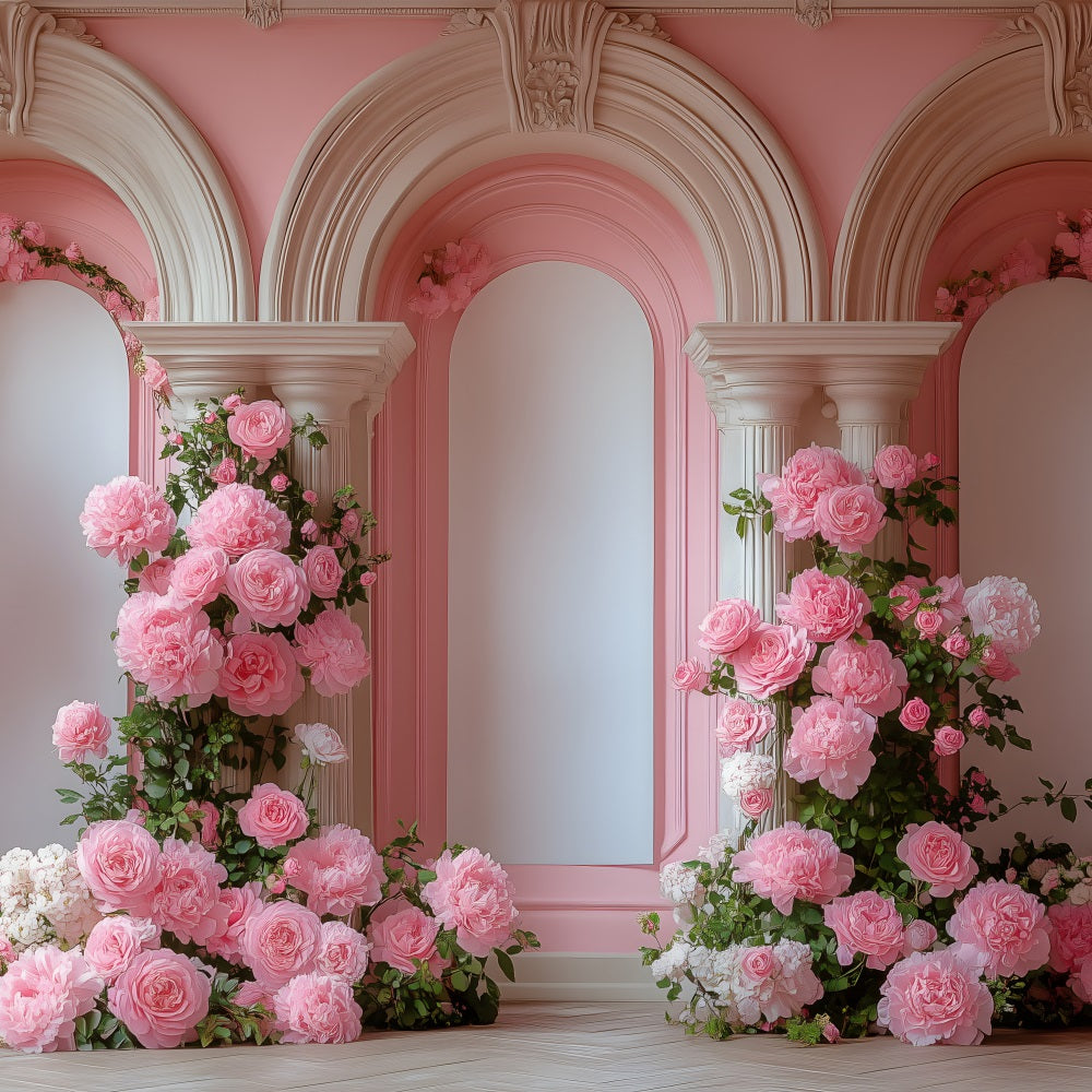 Photoshoot Valentines Backdrop Pink Flowered Archway Backdrop UK BRP1-152
