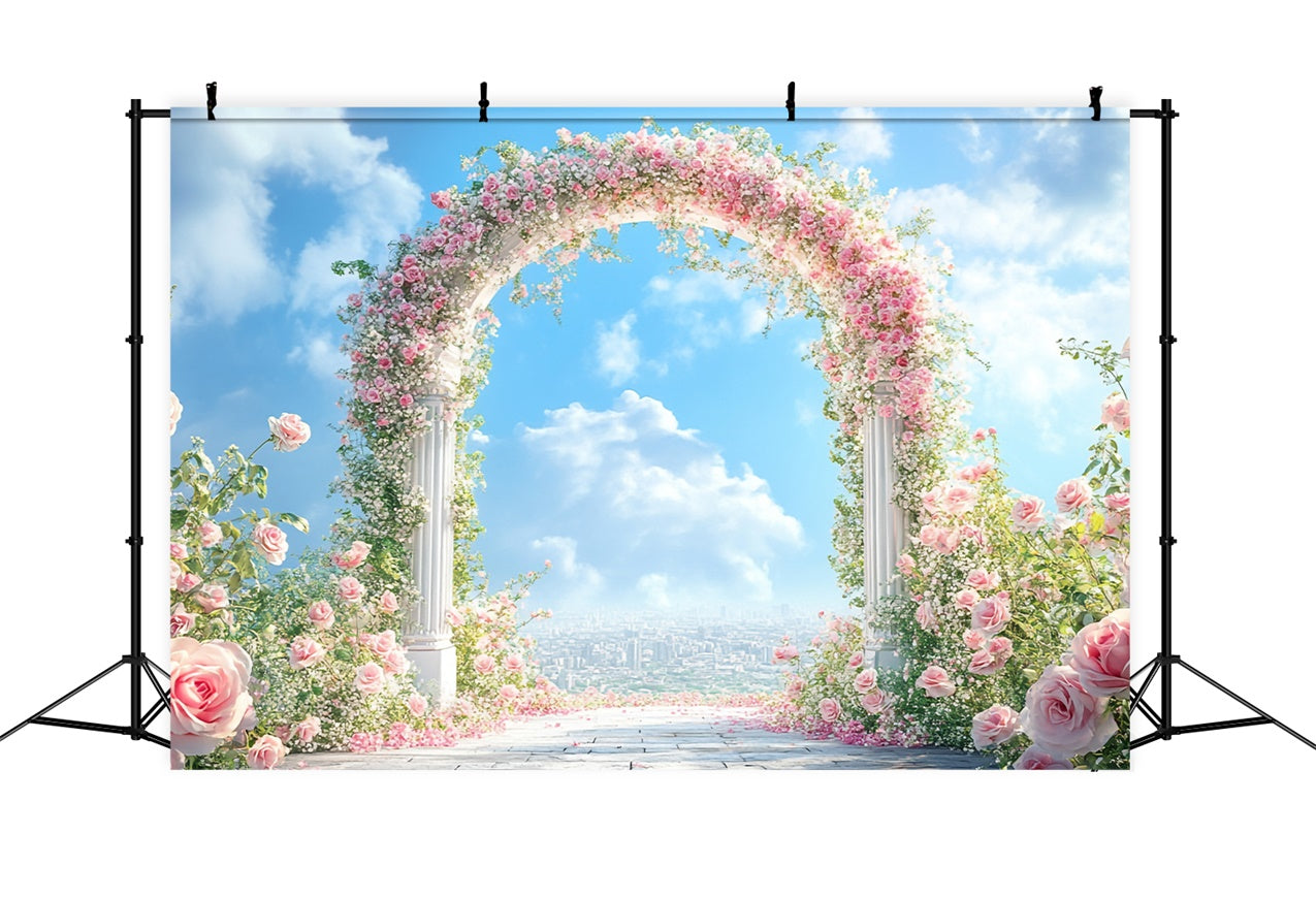 Flower Photo Backdrop Romantic Rose Garden Arch Backdrop UK BRP1-380
