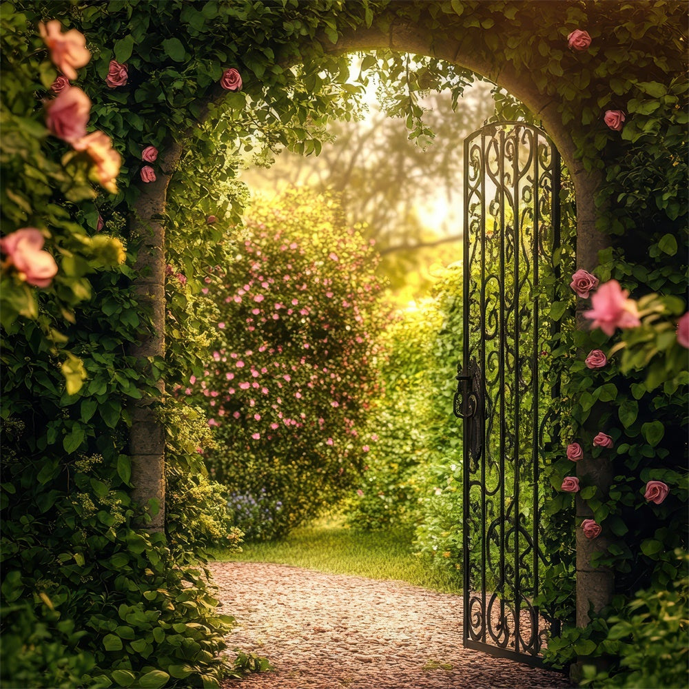 Flower Photo Backdrop Rustic Archway Garden Path Backdrop UK BRP1-391