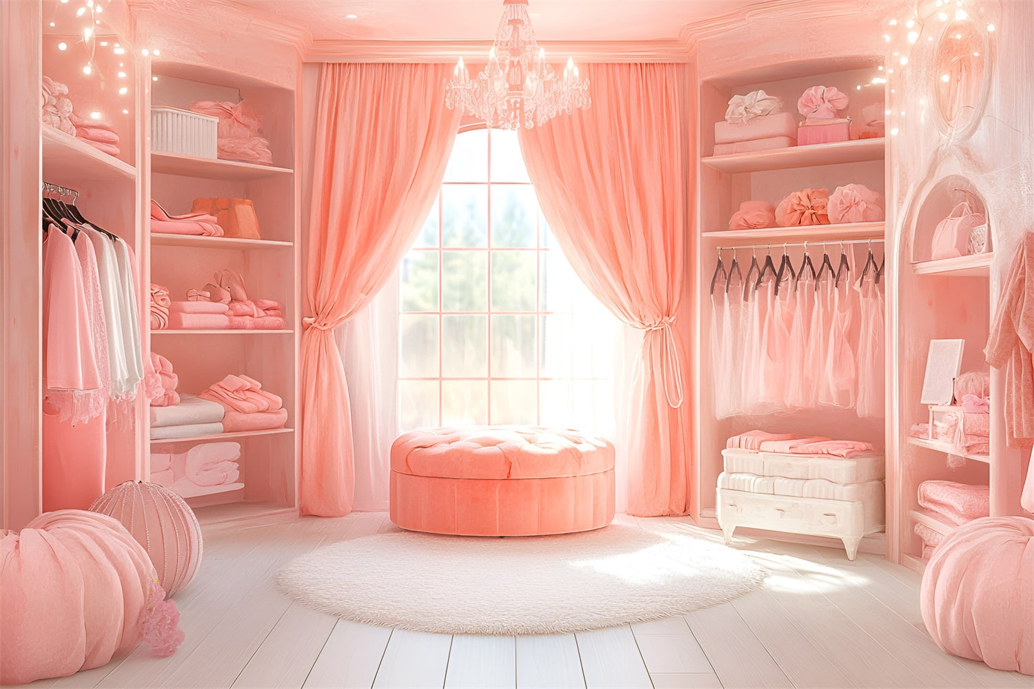 Boudoir Photo Backdrops Elegant Pink Window Room Backdrop UK BRP1-470