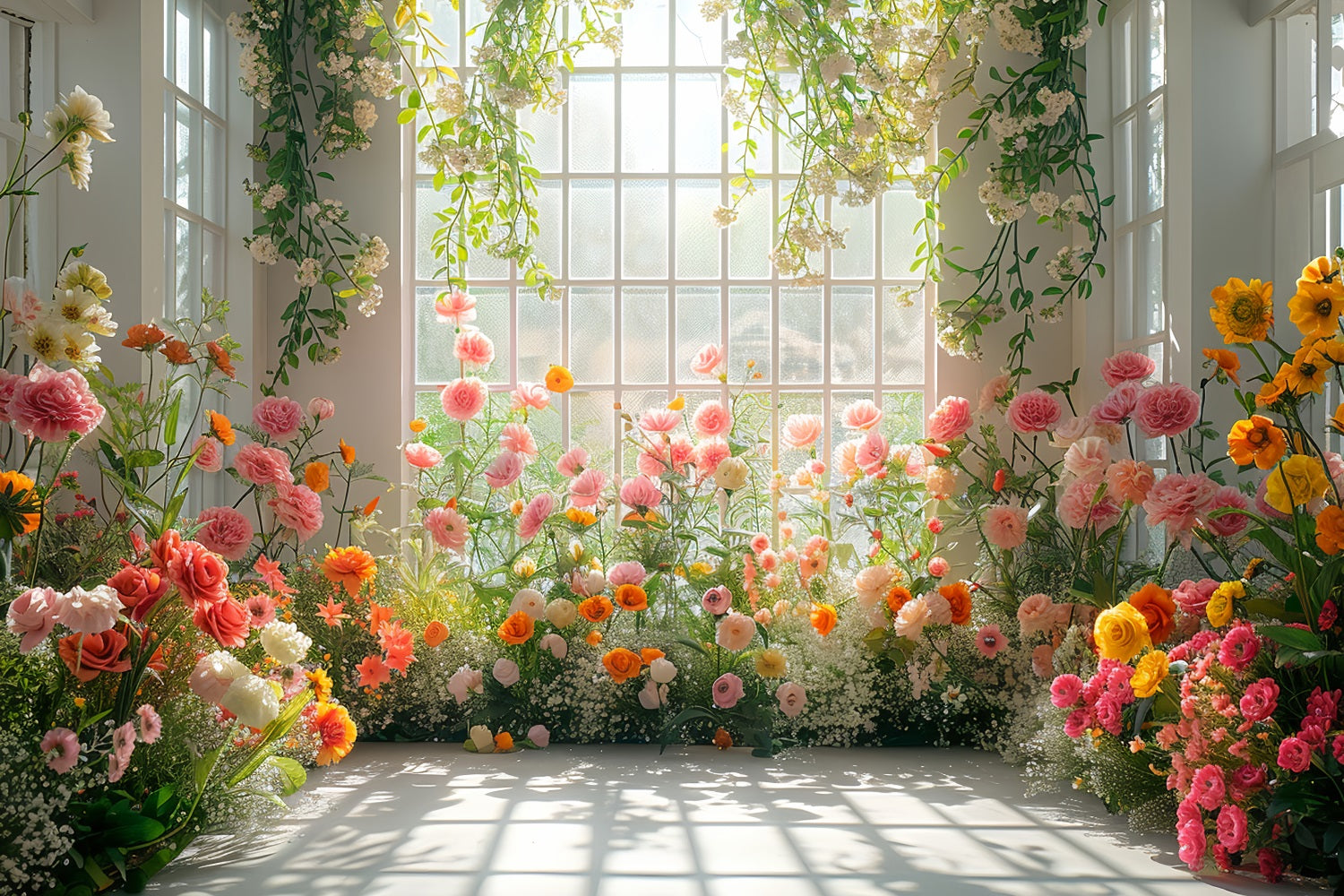 Floral Backdrop Sunlit Window Floral Arrangement Backdrop UK BRP1-510