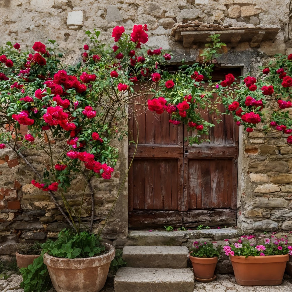 Flower Backdrops Timeworn Red Door Roses Backdrop UK BRP1-518