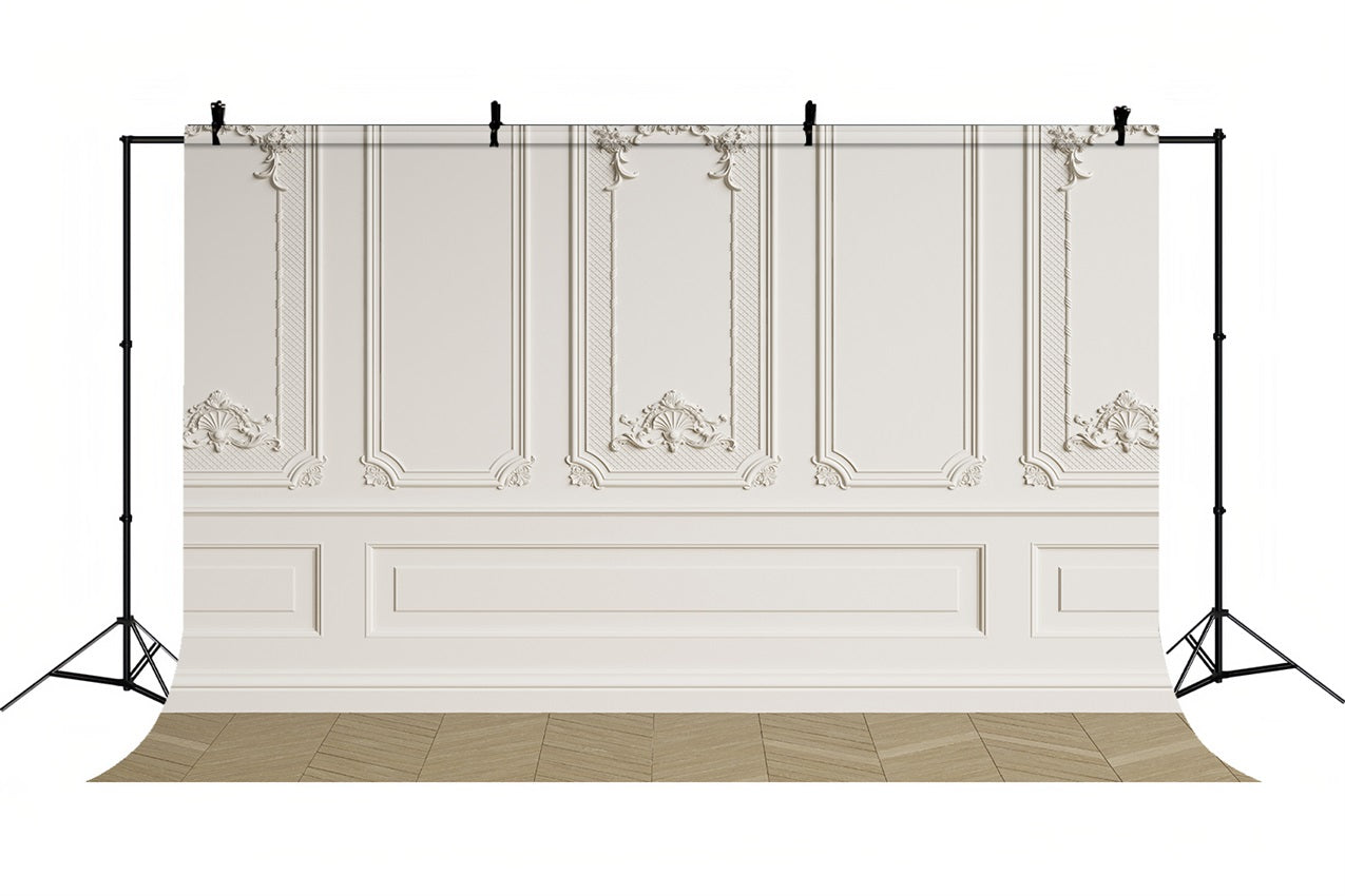 Retro Photography Backdrops White Baroque Style Backdrop UK BRP10-269