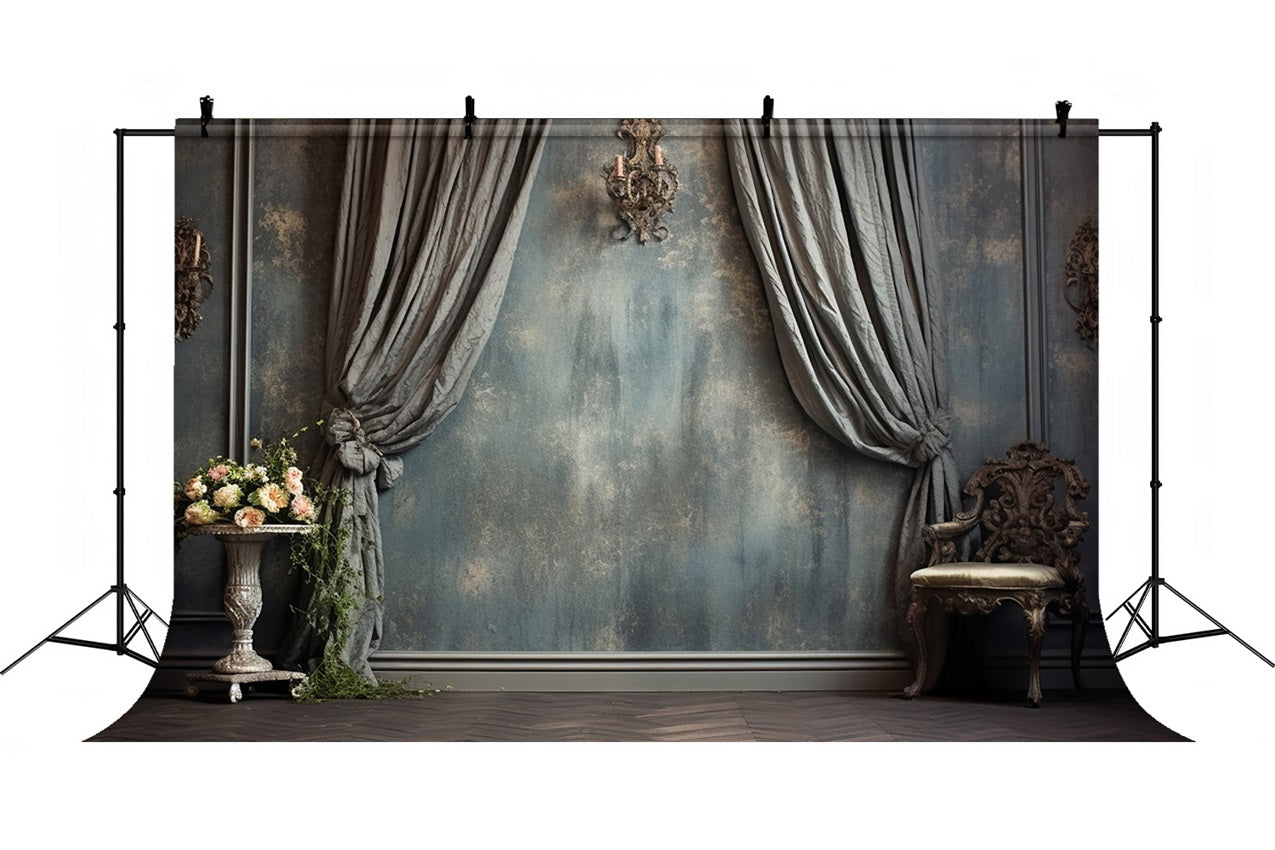 Retro Wall Backdrops Blue Gray Backdrop UK BRP10-293