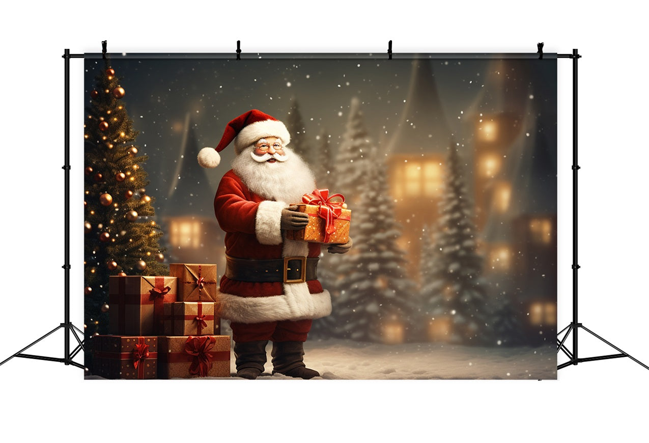 Christmas Photography Backdrops Santa Gift Snowy Wonderland Backdrop UK BRP11-115