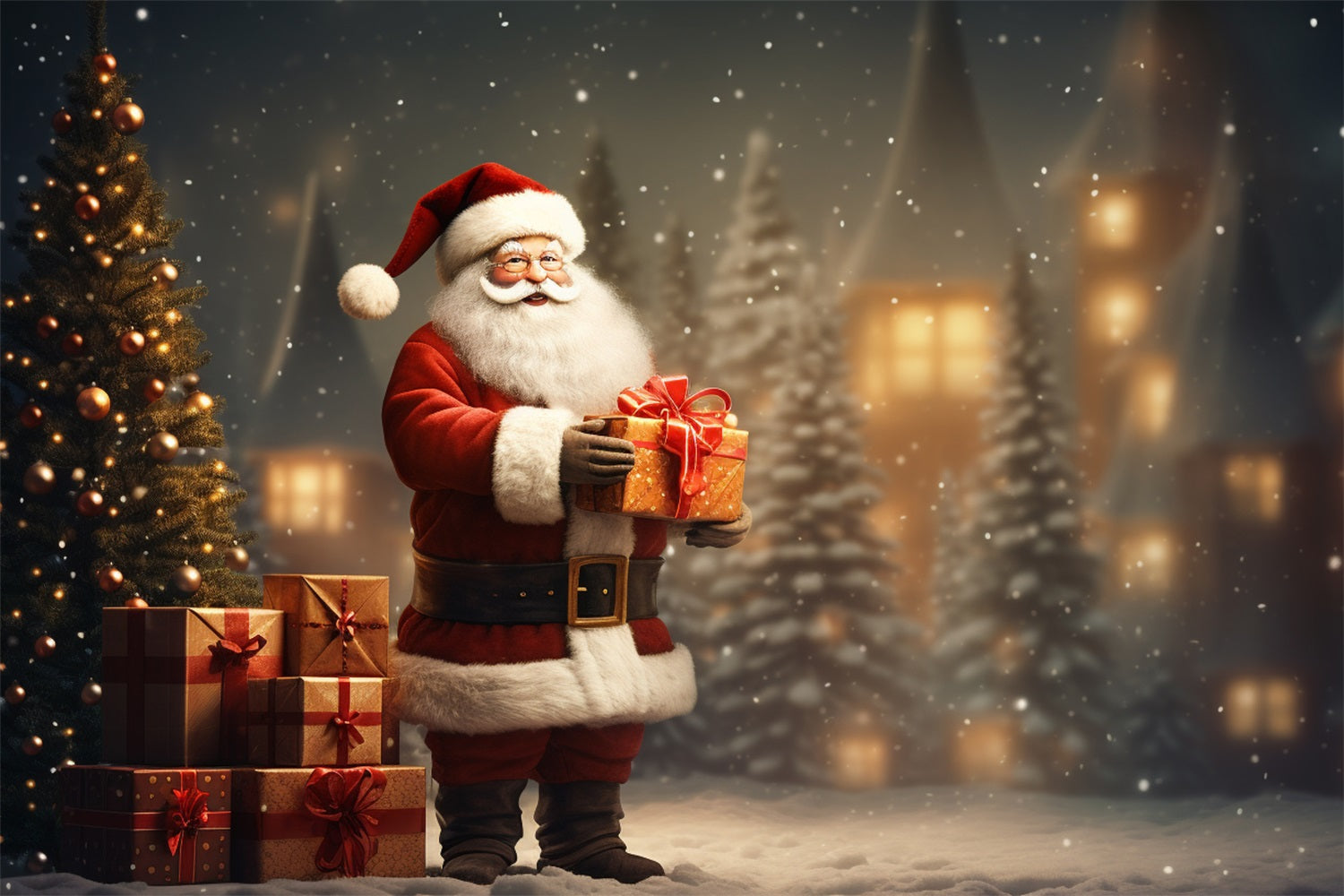 Christmas Photography Backdrops Santa Gift Snowy Wonderland Backdrop UK BRP11-115